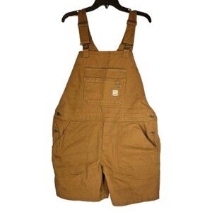 Carhartt Rugged Flex Canvas Shortall Overalls Tan Women's Size L 12-14 Relaxed
